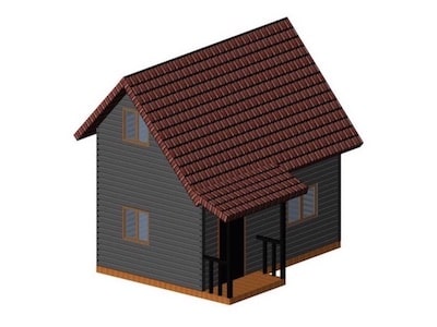 Дачный каркасный дом 4*4,5 м с мансардой и щипцовой крышей