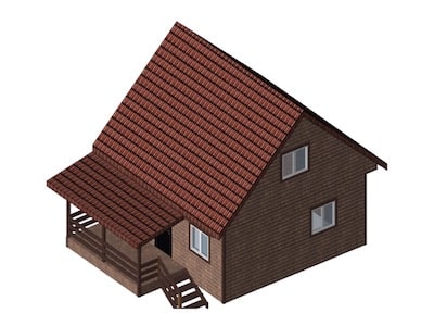 Красивый деревянный дом с крыльцом-верандой