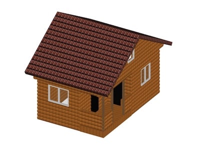 Садовый дачный дом 4*6 м с чердачной крышей и верандой